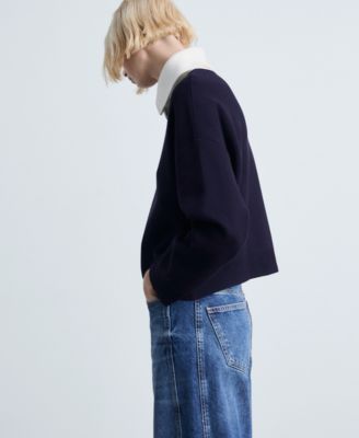 Women's Contrast Collar Knit Sweater