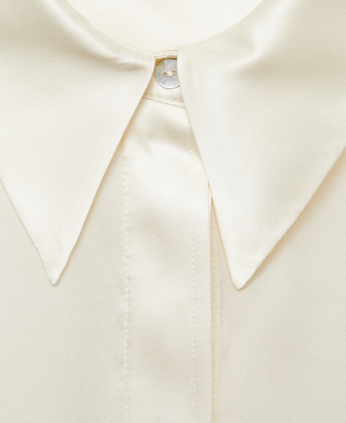 Mango Women's Silk Satin Shirt In Off White