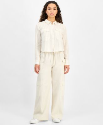 DKNY Jeans - Petite High Rise Drawstring-Waist Cargo Pants