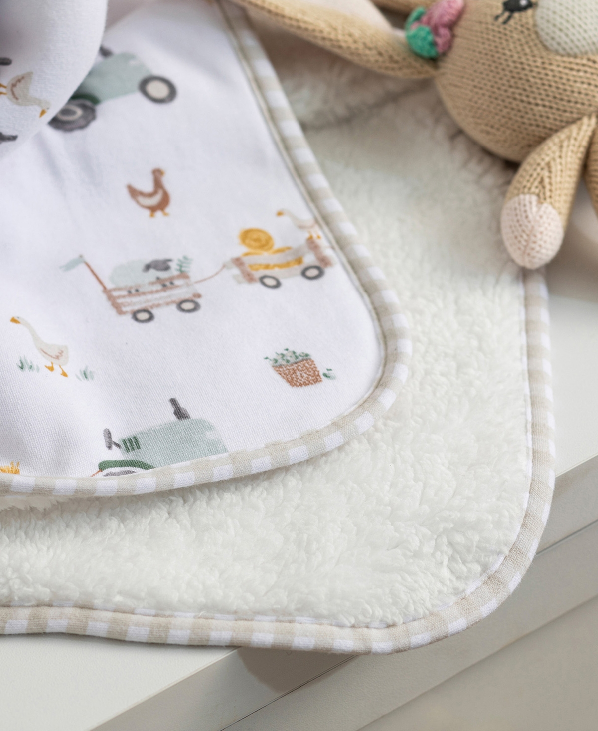 Living Textiles Baby Boys And Girls Tractor Ride Collection Jersey Sherpa Stroller Blanket In Multicolor
