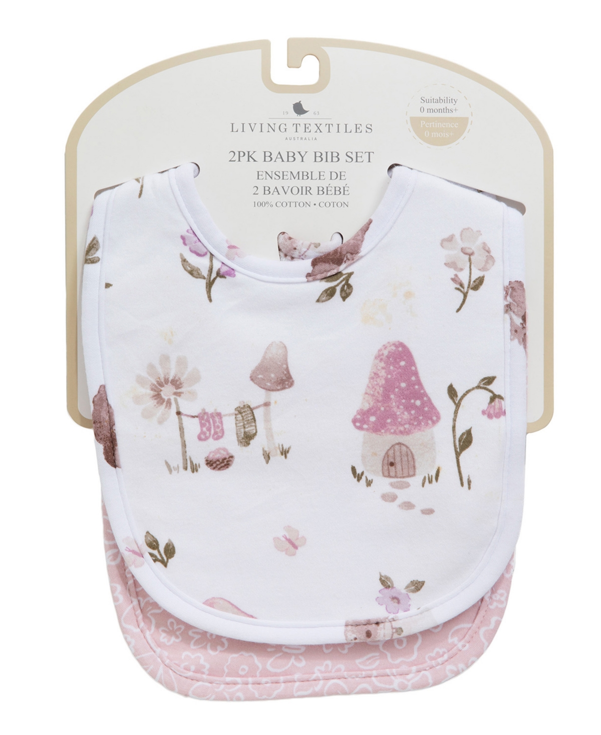 Living Textiles Baby Girls 2-pack Mushroom House Collection Bib In Multicolor