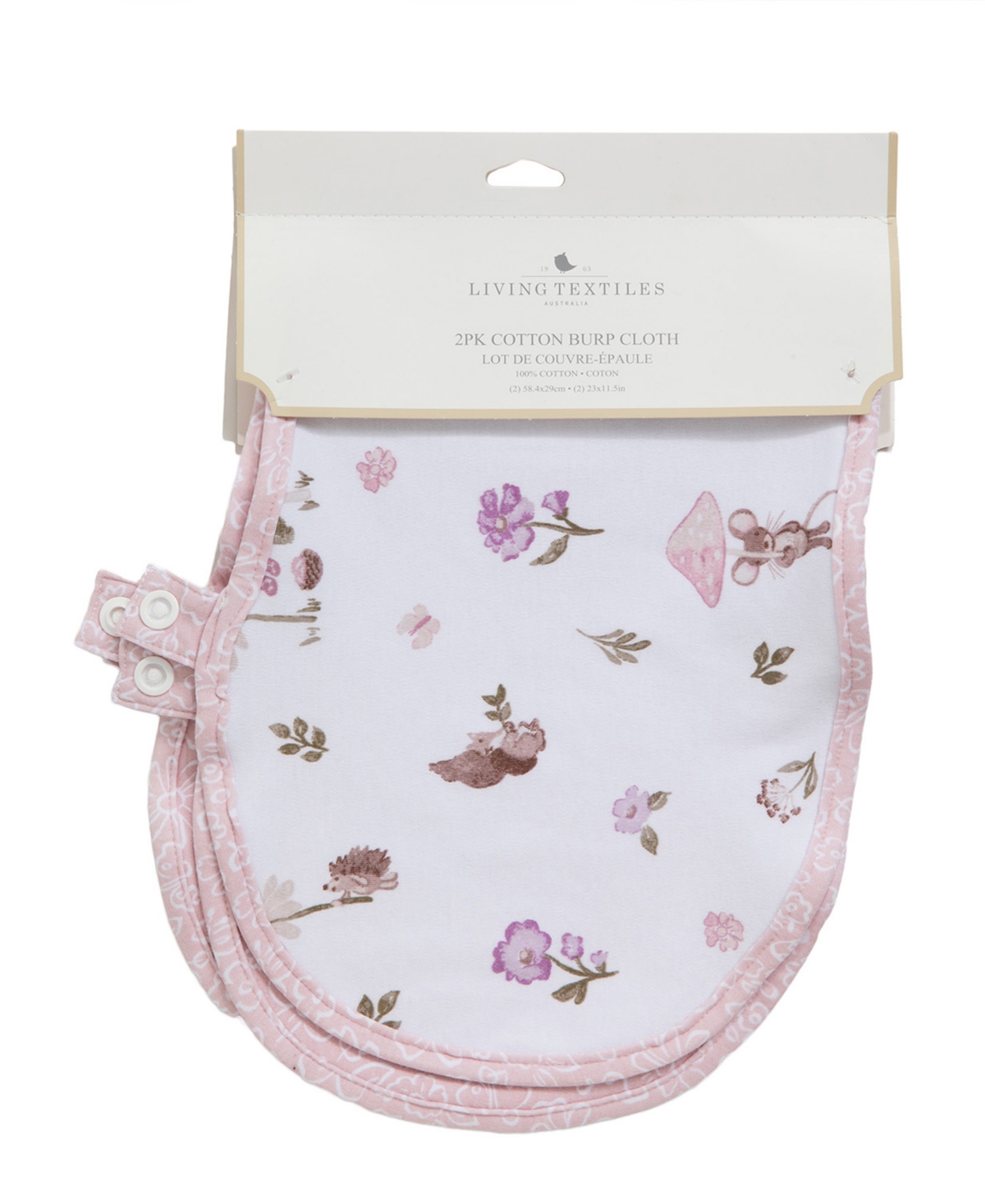Living Textiles Baby Girls 2-pack Mushroom House Collection Bib Burp Cloth In Multicolor