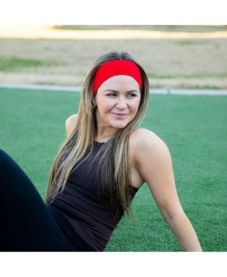 Women's Pack of Wide Training Headbands - Red + Grey + Black