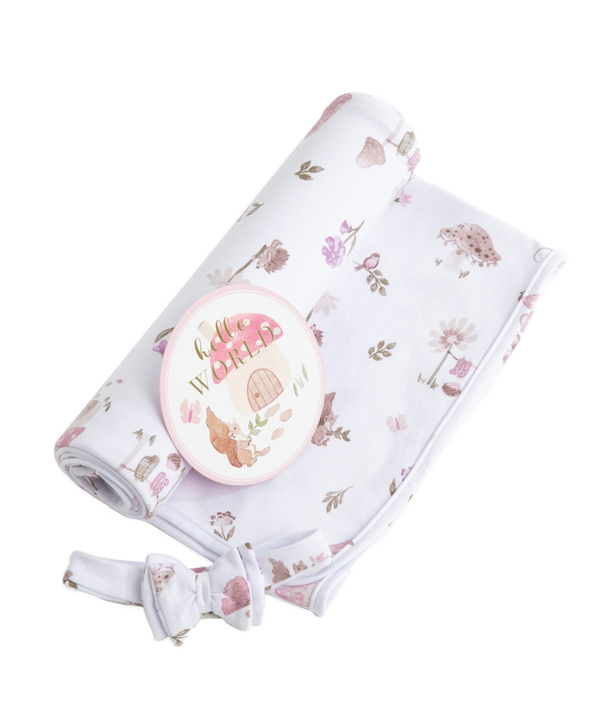 Living Textiles Baby Girls 3-piece Mushroom House Collection Hello World Gift Set In Multicolor