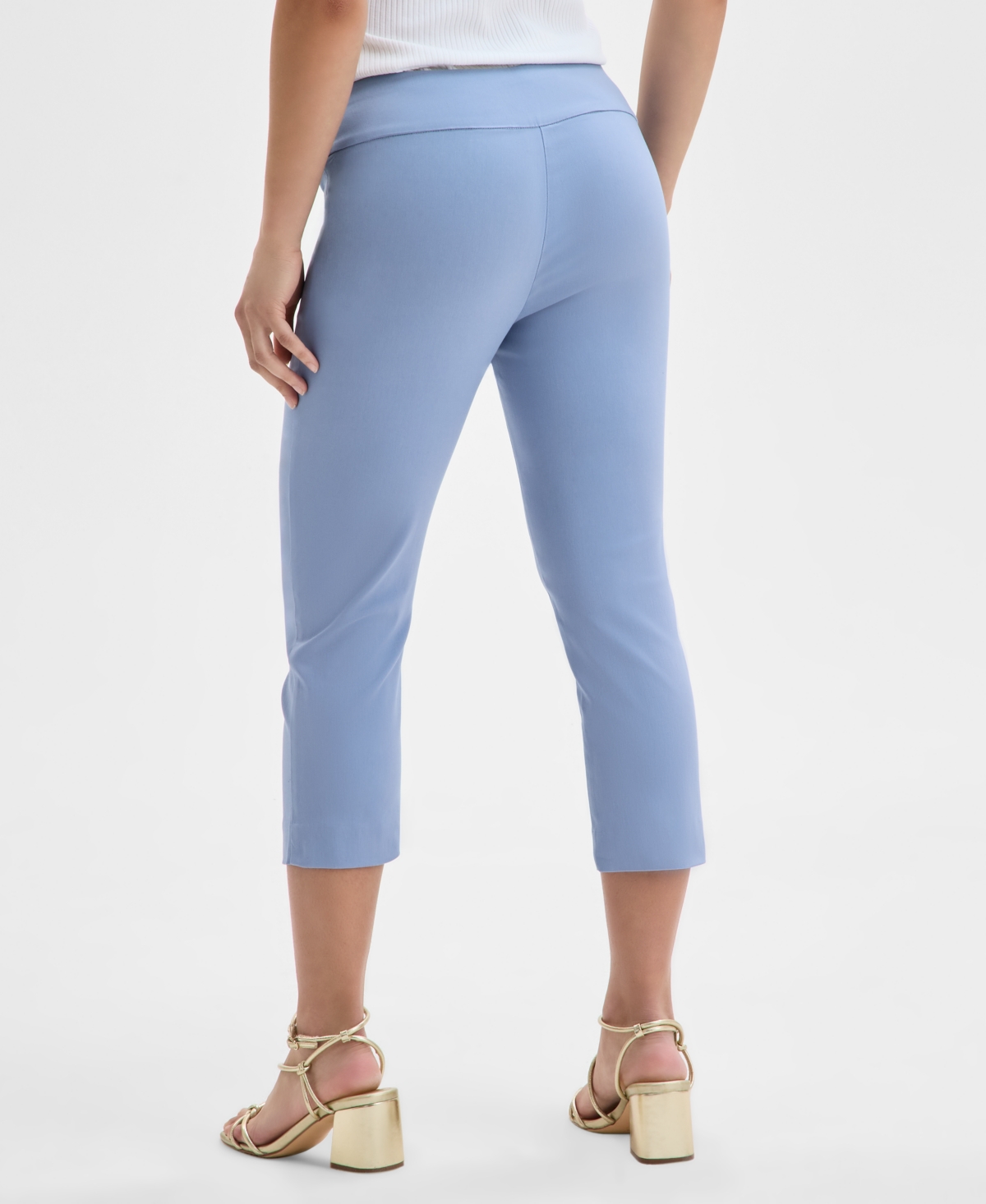 Inc International Concepts Petite Tummy-control Pull-on Capri Pants, Created For Macy's In Blue