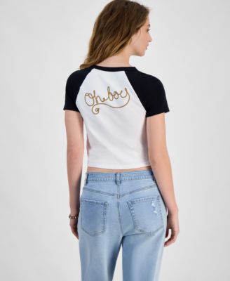 Juniors' Western Mickey Raglan-Sleeve T-Shirt
