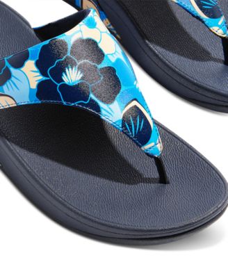 FitFlop Women's Lulu Flowerz Leather Toe-Post Wedge Sandals