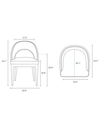 Carrington 20.9" Modern Velvet Upholstered Dining Armchair