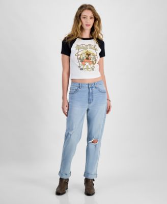 Juniors' Western Mickey Raglan-Sleeve T-Shirt