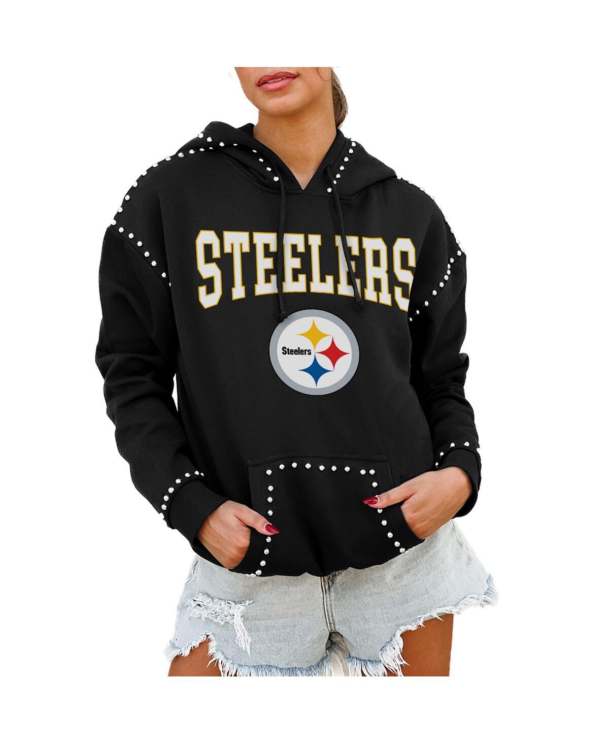 Shop Gameday Couture Women's Black Pittsburgh Steelers Catch The Vibe Studded Pullover Hoodie