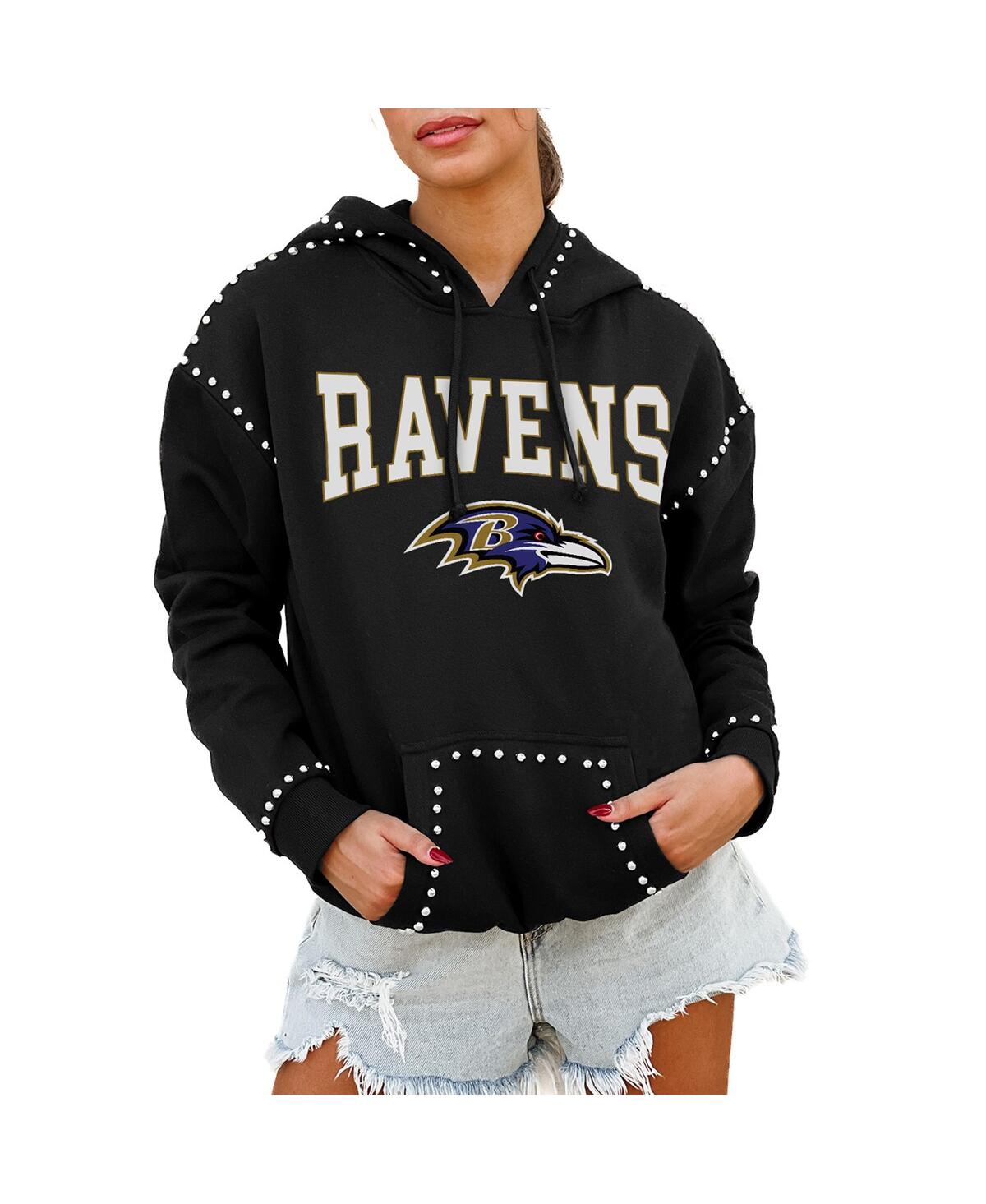 Shop Gameday Couture Women's Black Baltimore Ravens Catch The Vibe Studded Pullover Hoodie