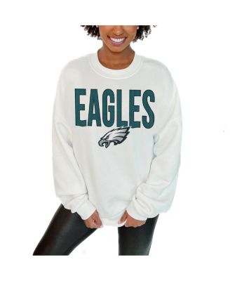 Gameday Couture - Women's  White Philadelphia Eagles Just Go With It Oversized Long Sleeve Crewneck Sweatshirt