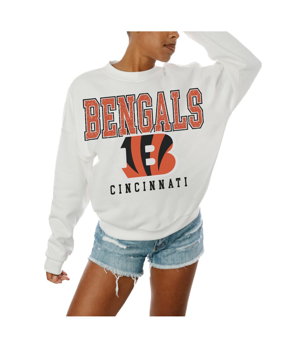 Shop Gameday Couture Women's White Cincinnati Bengals Sunday Drives Oversized Crewneck Pullover Sweatshirt