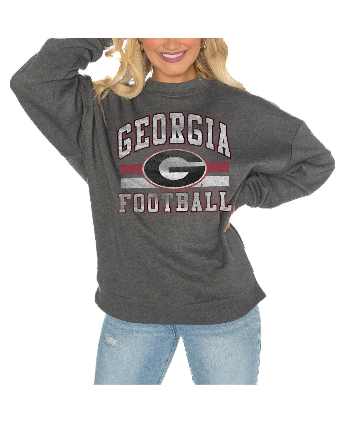Shop Gameday Couture Women's Charcoal Georgia Bulldogs Good Vibes Premium Fleece Drop Shoulder Pullover Sweatshirt