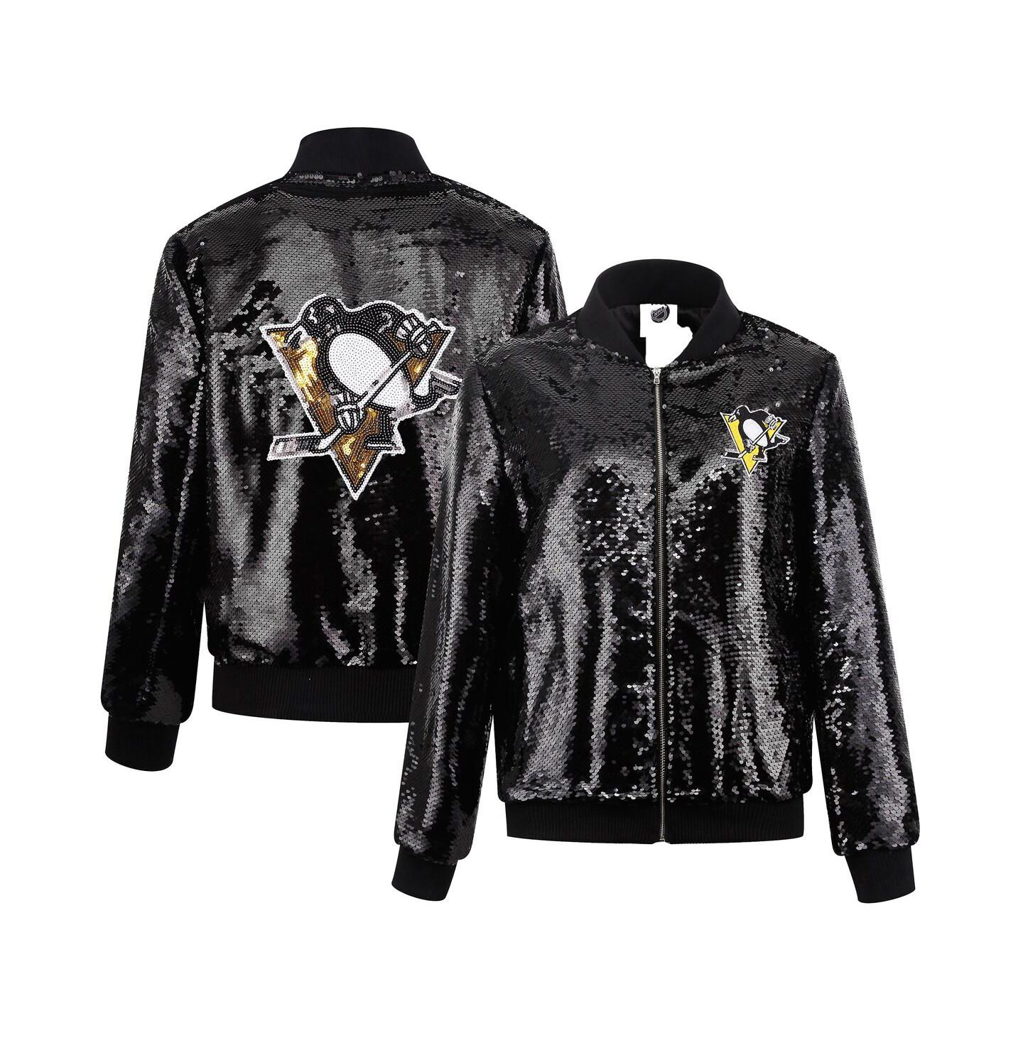 Женская куртка Cuce Black Pittsburgh Penguins Sequin Full-Zip — фото 1