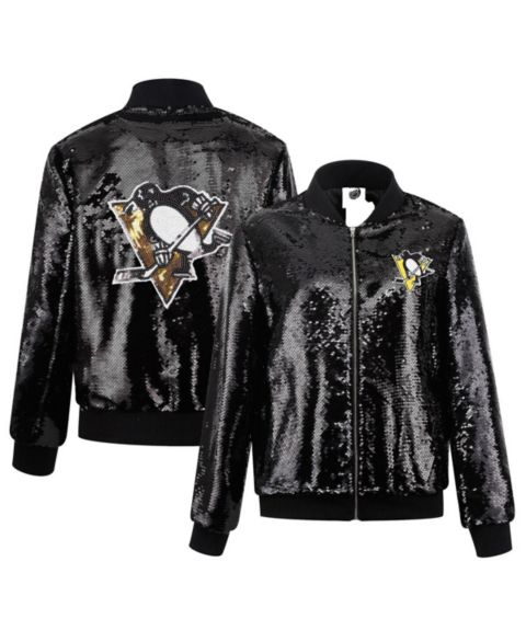 Женские куртки Cuce Women's Black Pittsburgh Penguins Sequin Full-Zip Jacket