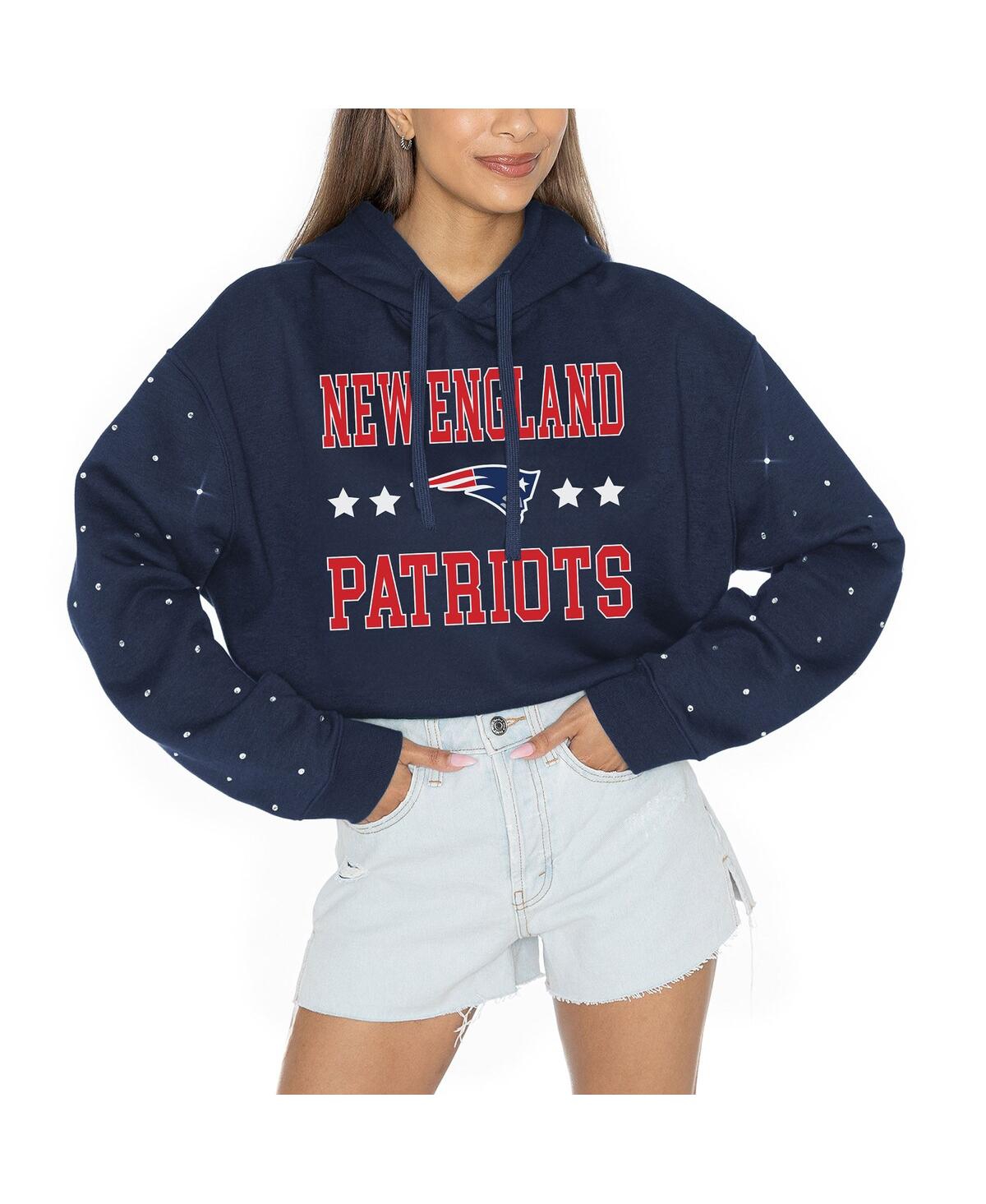 Shop Gameday Couture Women's Navy New England Patriots Like A Star Scrunch Waist Pullover Hoodie