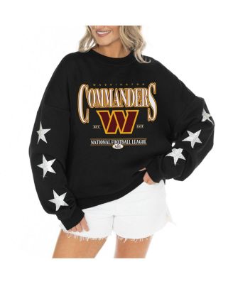 Gameday Couture - Women's  Black Washington Commanders Rhinestone Star Sleeve Settle the Score Tri-Blend Pullover