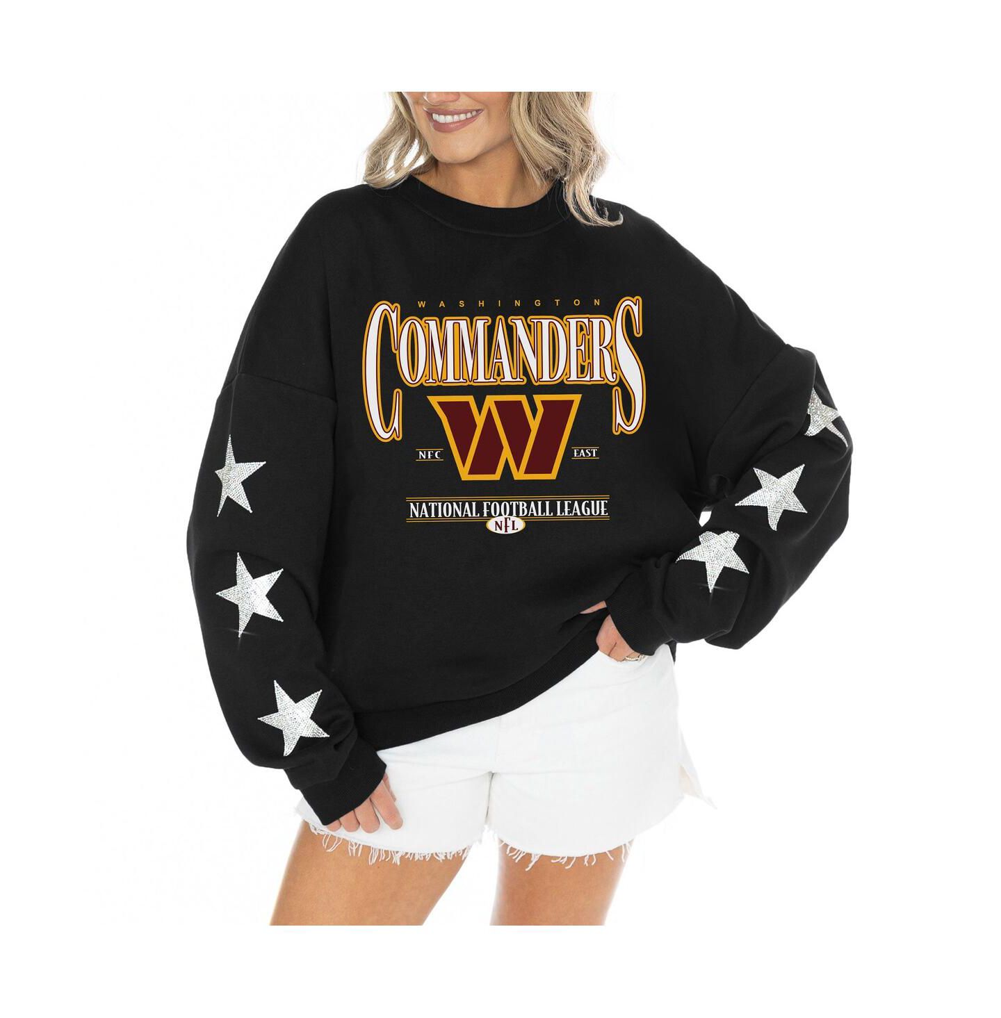 Женский свитер Gameday Couture Black Washington Commanders Rhinestone Star Sleeve Settle the Score Tri-Blend Pullover — фото 1