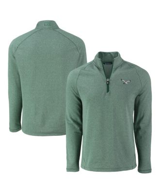 Cutter & Buck - Men's Cutter Buck Heather Kelly Green Philadelphia Eagles Peshastin Eco Fleece Tri-Blend Raglan Quarter-Zip Jacket