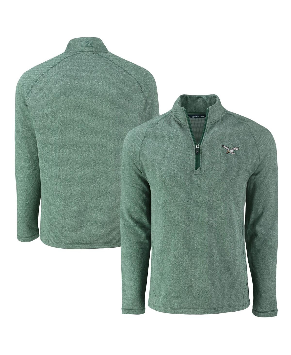 Men's Heather Kelly Green Philadelphia Eagles Peshastin Eco Fleece Tri-Blend Raglan Quarter-Zip Jacket - Heather Kelly Green