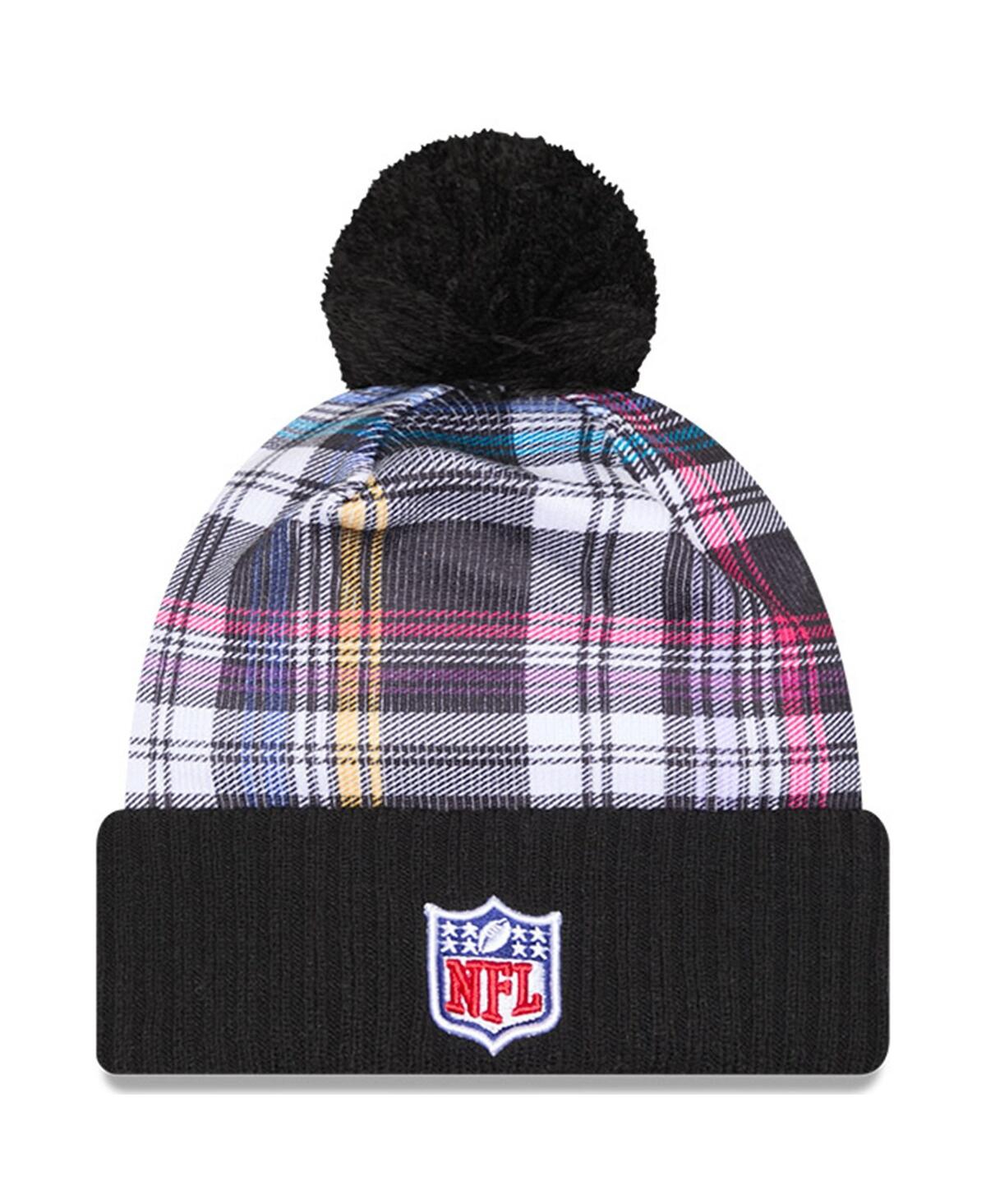 New Era Big Boys And Girls Black Dallas Cowboys 2024 Nfl Crucial Catch Plaid Cuffed Pom Knit Hat In Black