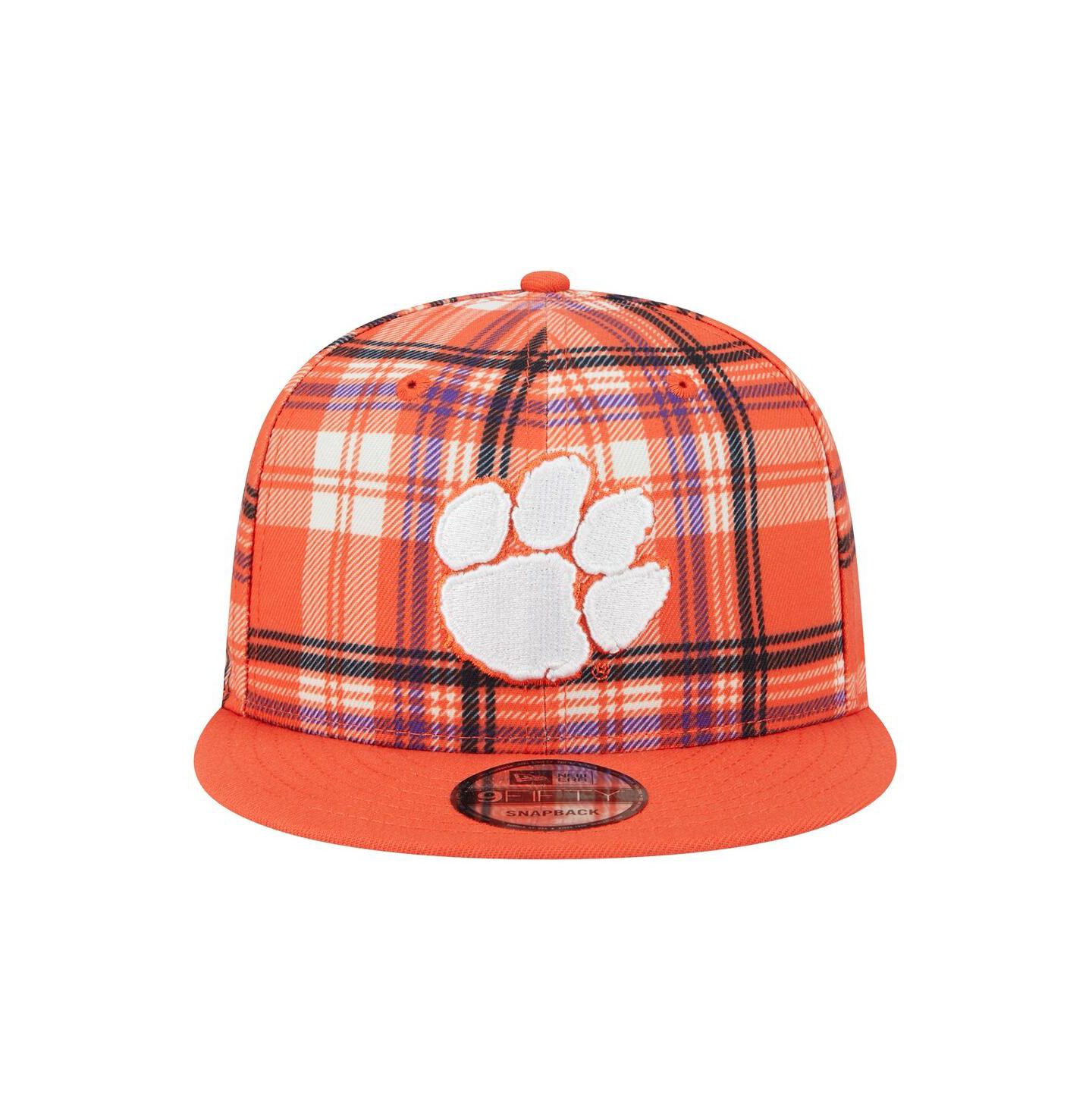 Мужская кепка New Era Orange Clemson Tigers Plaid 9FIFTY Snapback Hat — фото 5