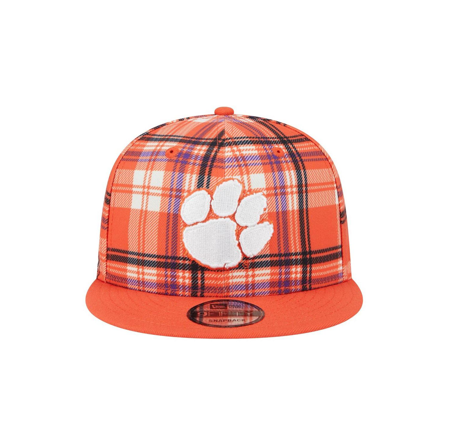 Men's Orange Clemson Tigers Plaid 9FIFTY Snapback Hat