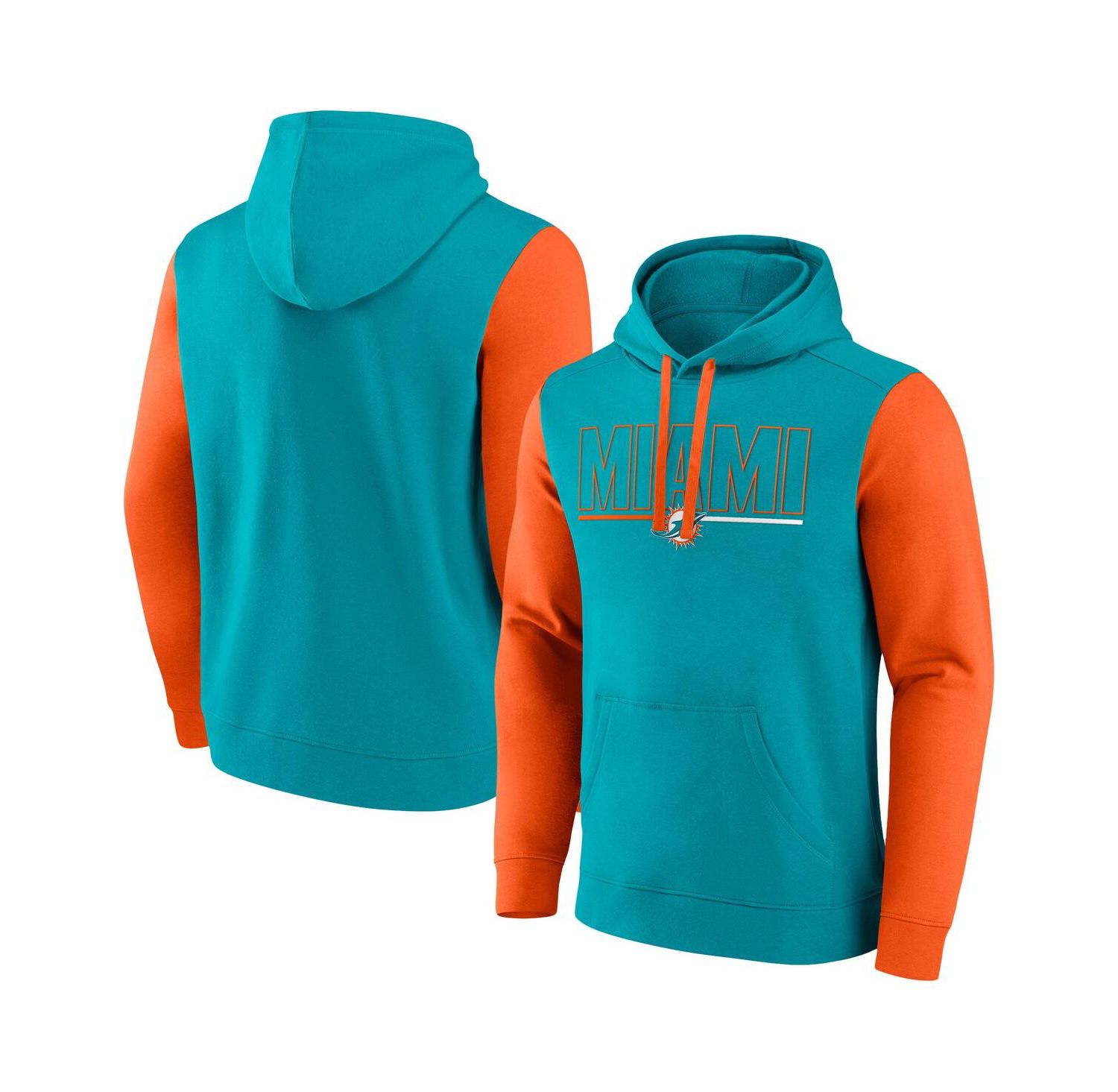 Men's Aqua Miami Dolphins Big & Tall Outline Pullover Hoodie