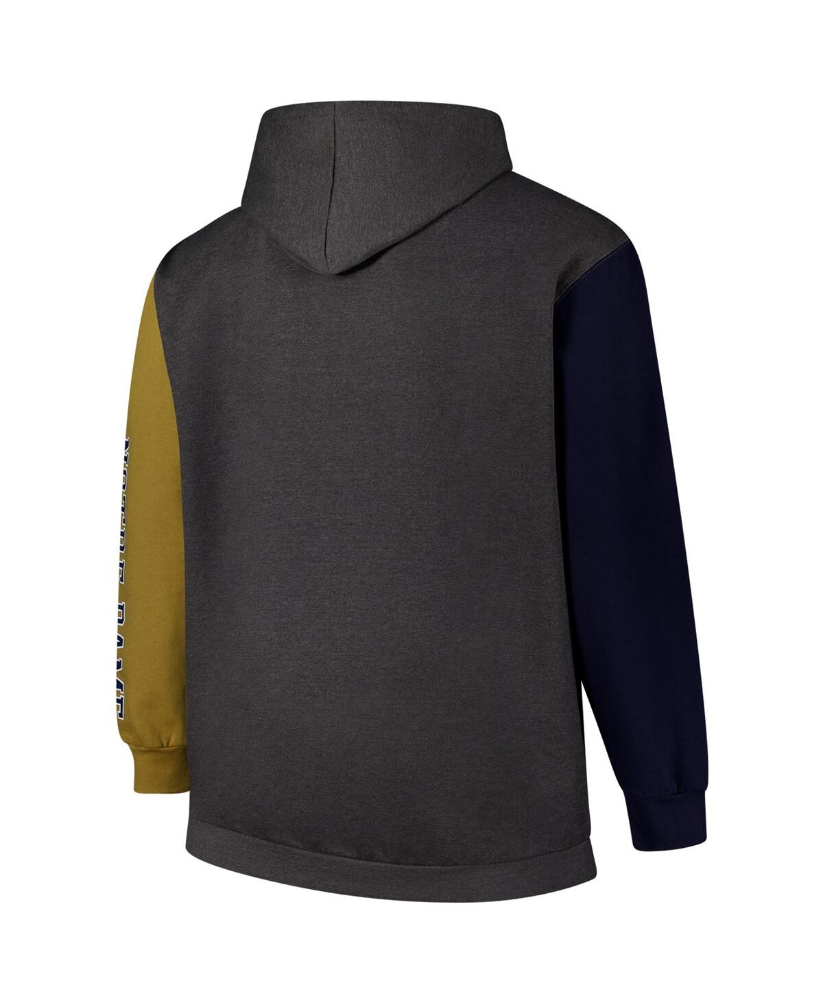 Fanatics Men's Charcoal Notre Dame Fighting Irish Big Tall Contrast Sleeves Pullover Hoodie In Charcoal