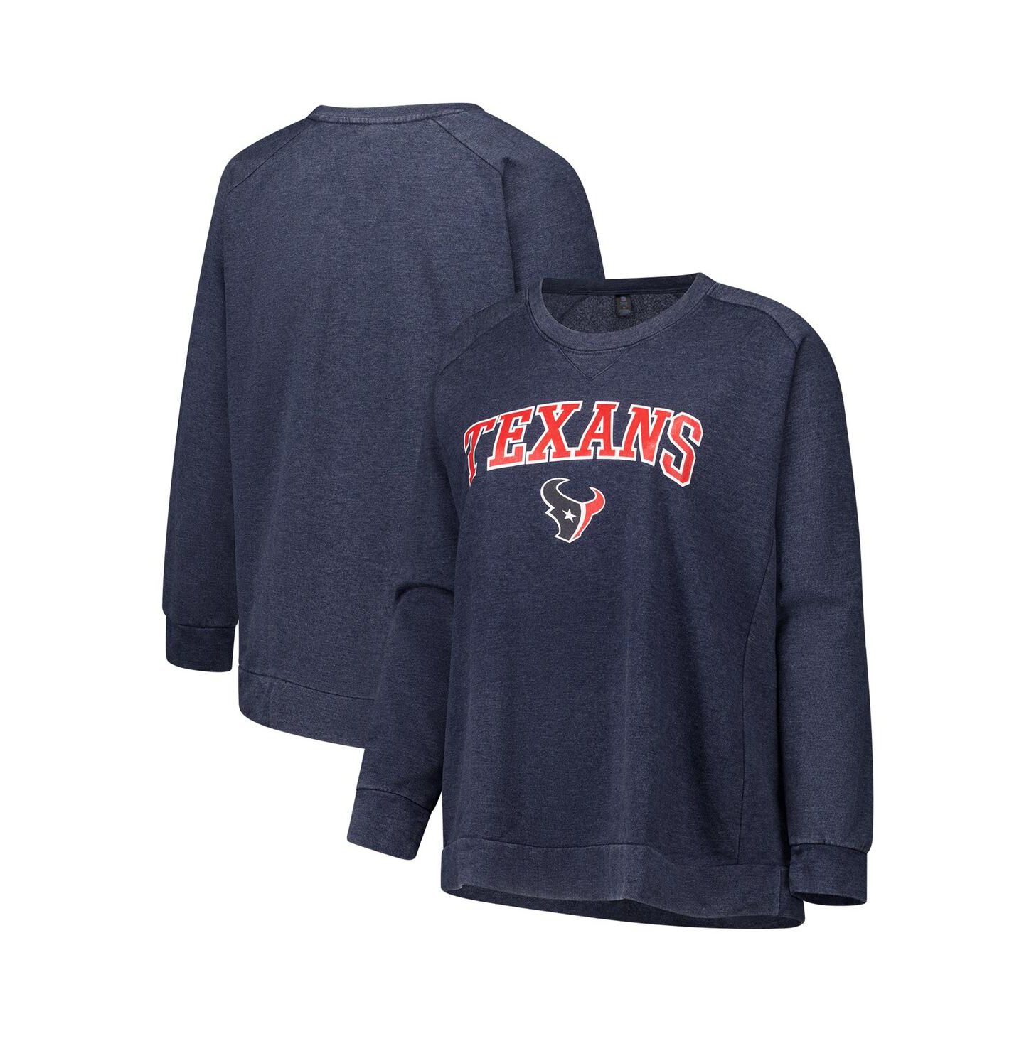 Женская толстовка Profile Navy Houston Texans Acid Wash Raglan Pullover — фото 1