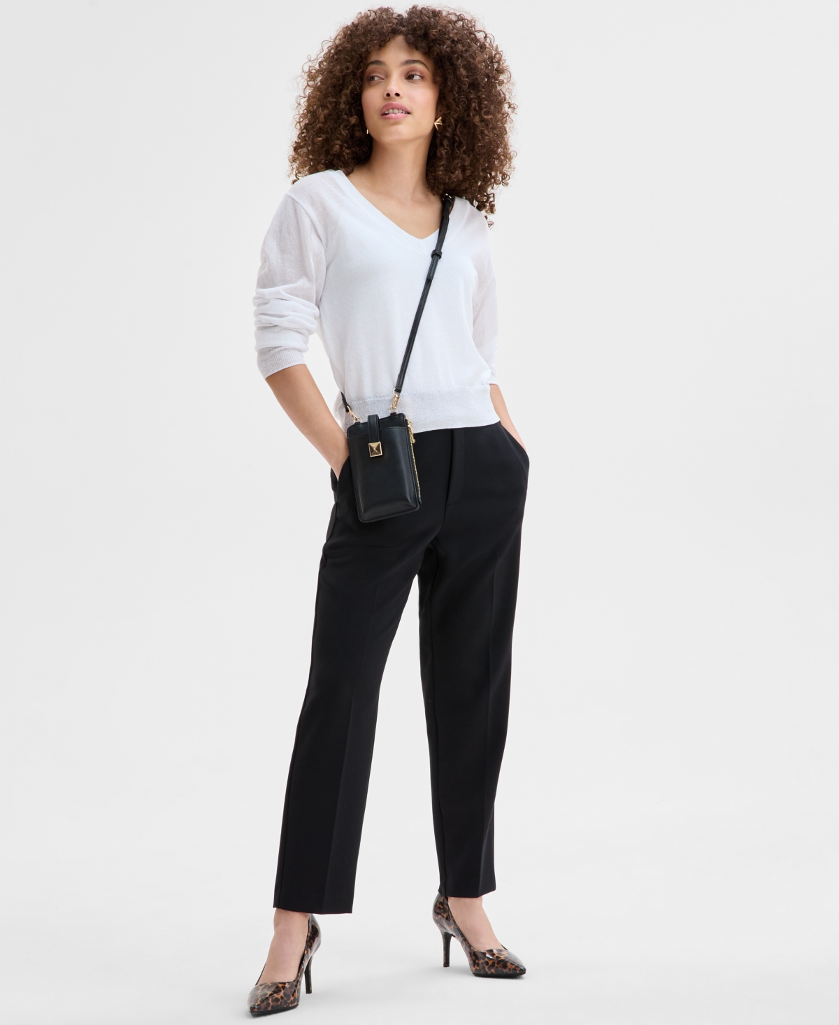 Inc International Concepts Petite V-neck Sweater, Exclusively At Macy's In Bright White