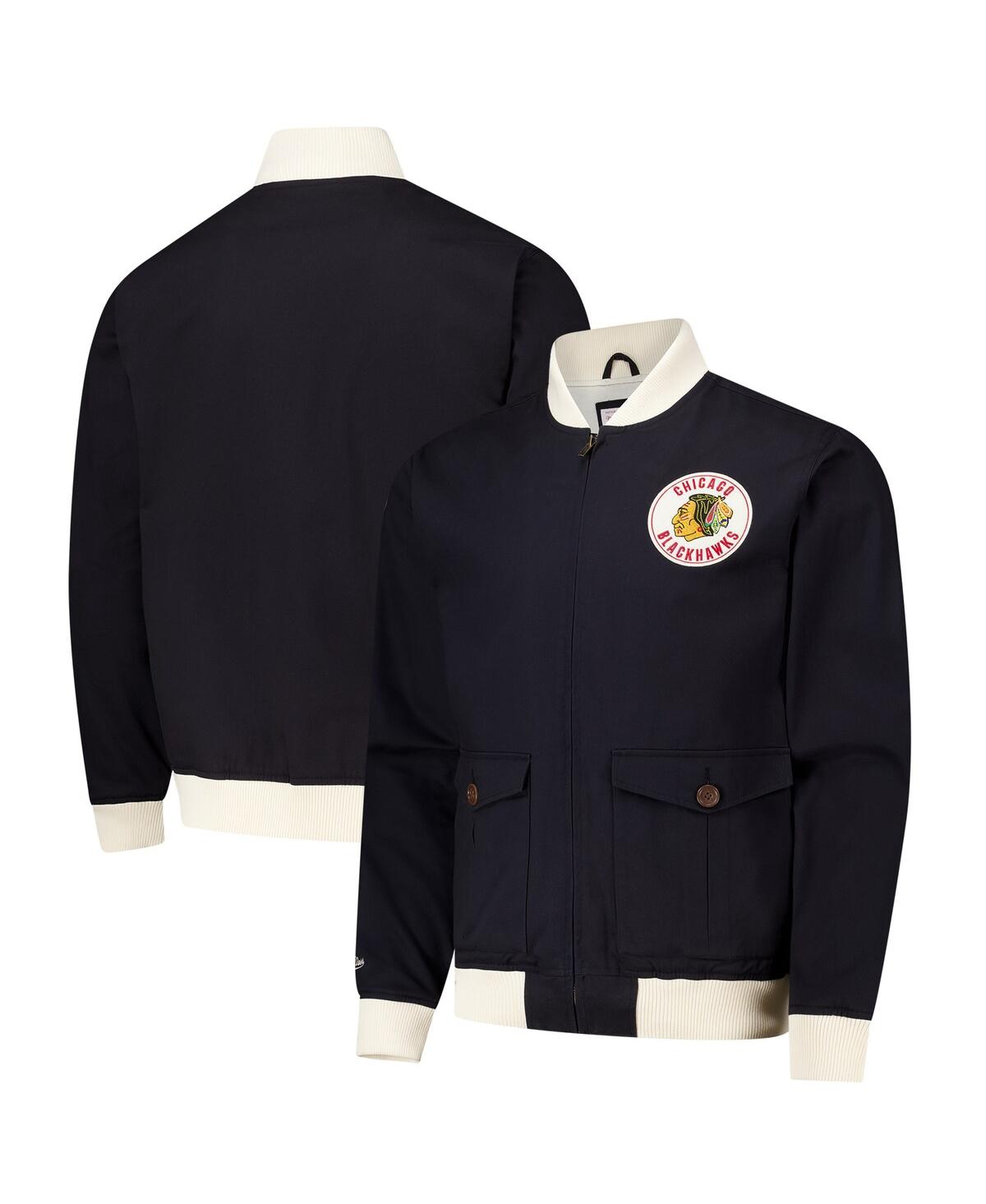 Mitchell & Ness Men's Black Chicago Blackhawks Vintage Coaches Cotton Twill Full-zip Jacket In Black