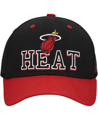 Men's Black/Red Miami Heat Backside Script Two-Tone Pro Crown Adjustable Hat