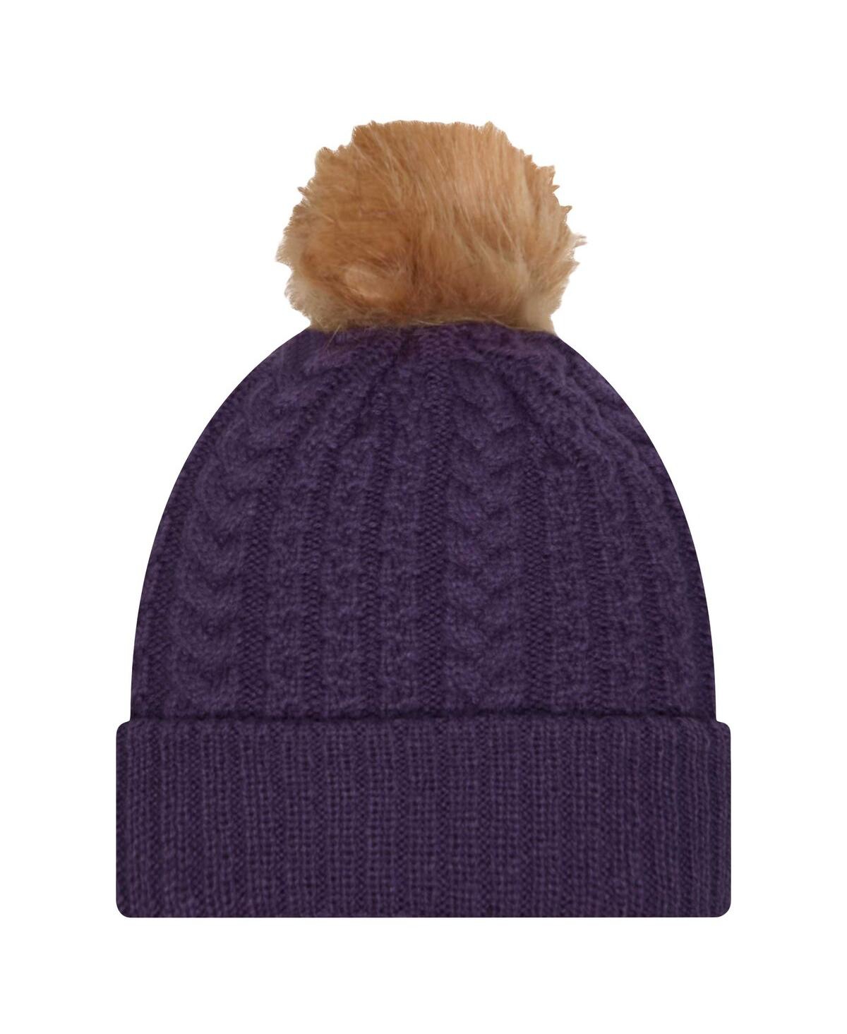 New Era Women's Purple Lsu Tigers Luxury Cuffed Knit Hat With Pom In Purple