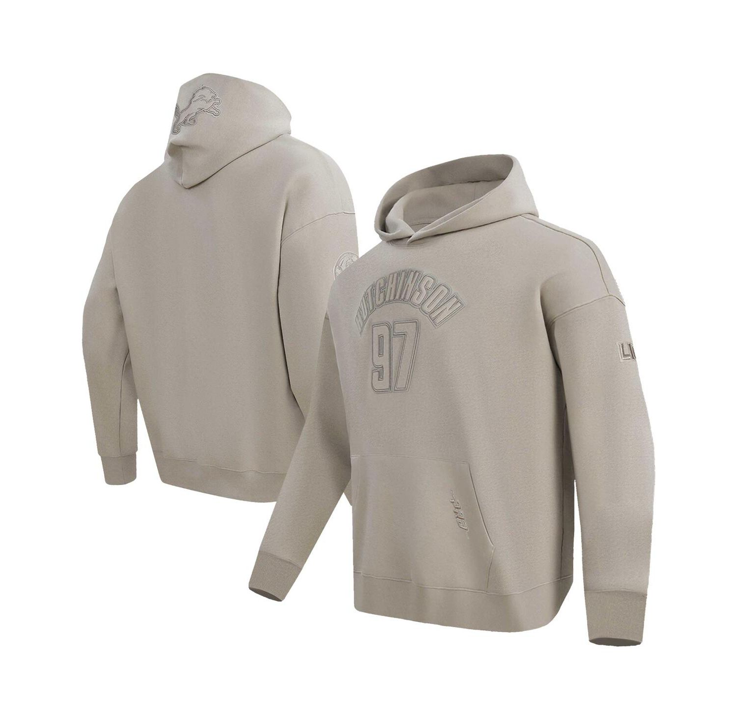 Men's Aidan Hutchinson Tan Detroit Lions Player Name & Number Pullover Hoodie