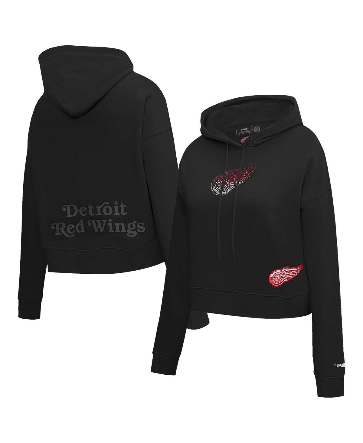 Pro Standard Women's Black Detroit Red Wings Jewels Cropped Pullover Hoodie - Black