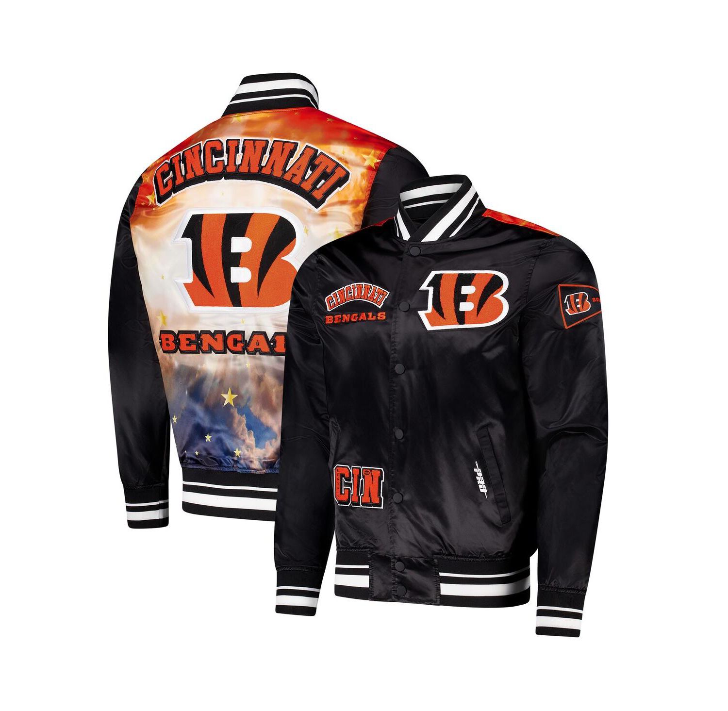Men's Black Cincinnati Bengals Sublimated Satin Full-Snap Jacket