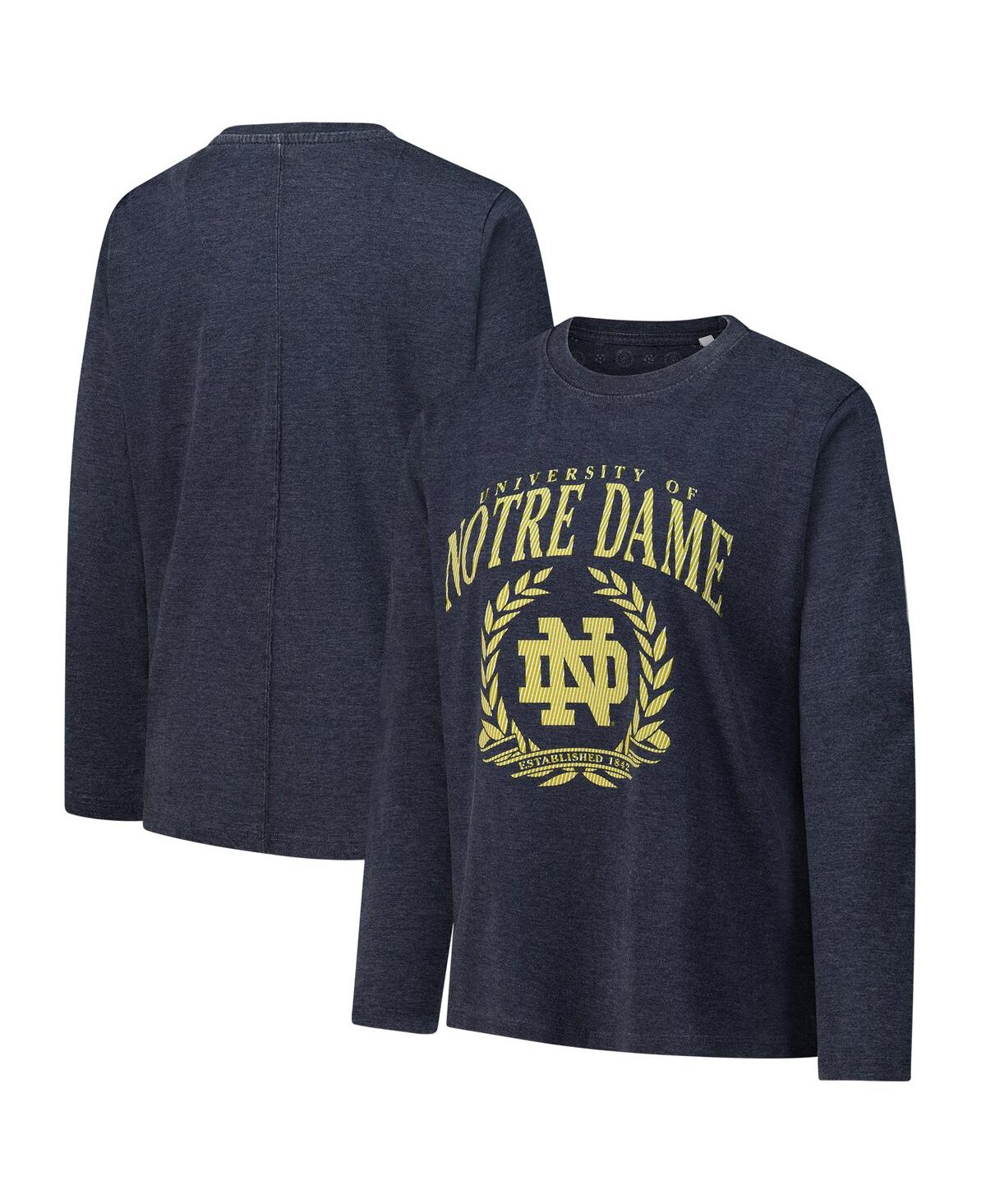 PRESSBOX WOMEN'S NAVY NOTRE DAME FIGHTING IRISH CHANDLER OLIVE LEAF ARCH LONG SLEEVE T-SHIRT 