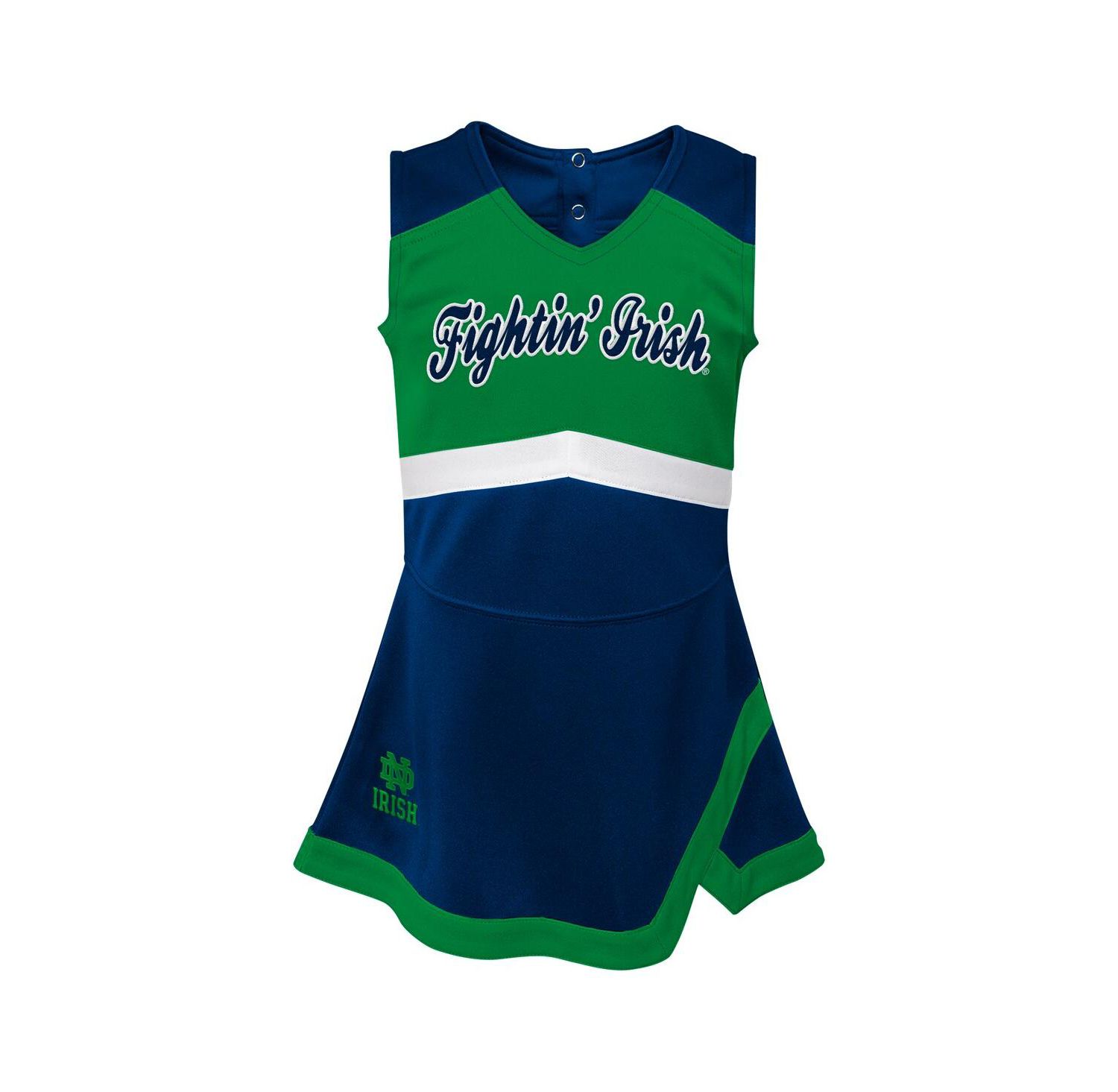 Girls Preschool Navy Notre Dame Fighting Irish Two-Piece Cheer Captain Jumper Dress Bloomers Set