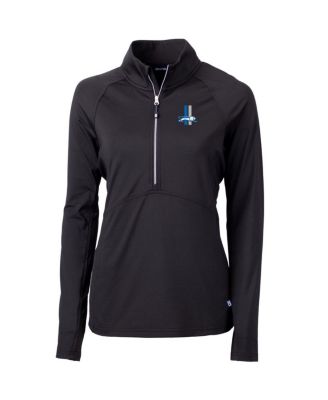 Women's Black Detroit Lions Throwback Logo Adapt Knit Stretch Half-Zip Pullover Top