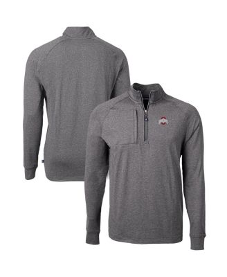 Cutter & Buck - Men's Heather Black Ohio State Buckeyes Big Tall Adapt Knit Quarter-Zip Pullover Top