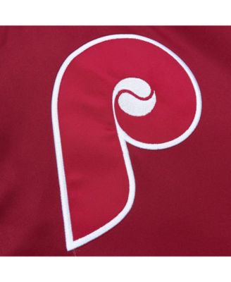 Men's Burgundy Philadelphia Phillies Heavyweight Button Front Satin Full-Snap Jacket