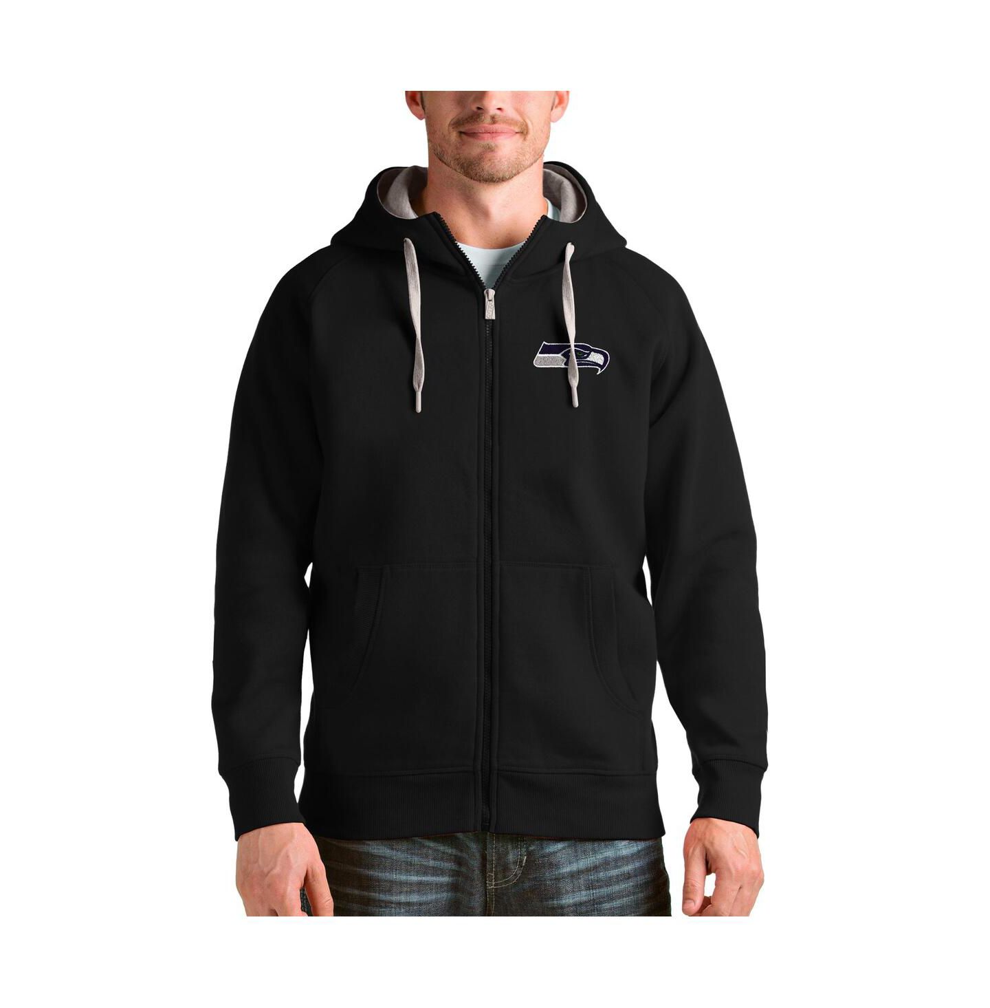 Мужское худи Antigua Black Seattle Seahawks Victory Full-Zip — фото 1