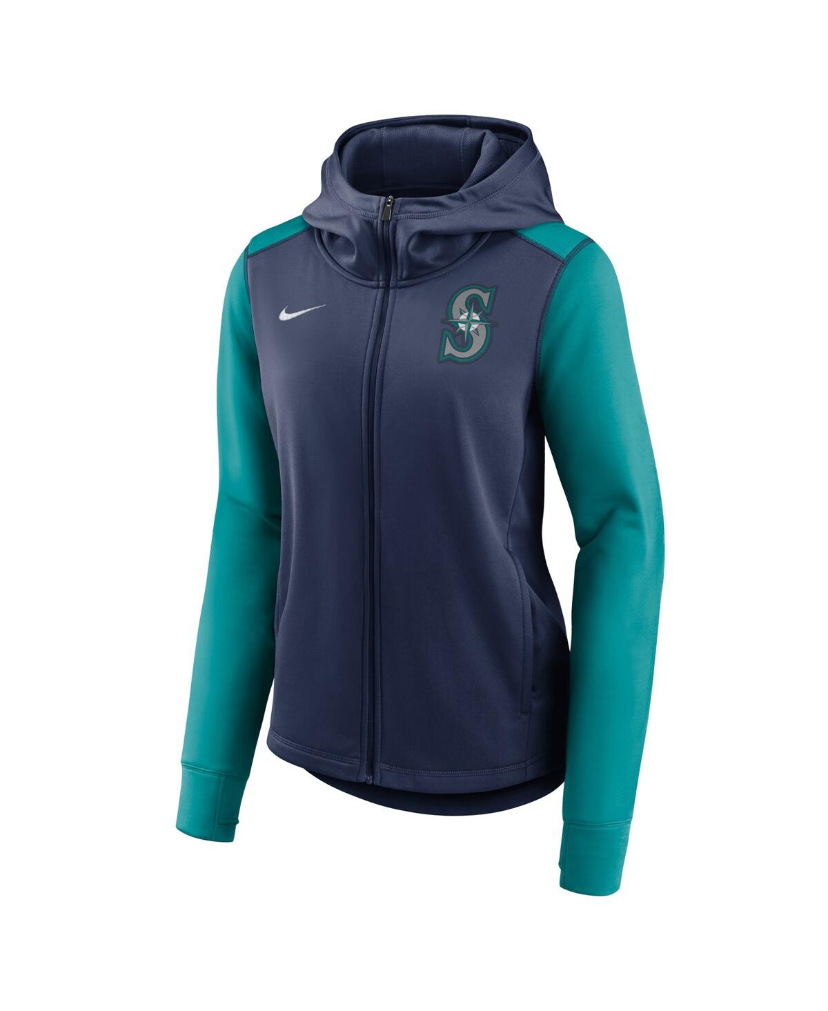 Nike Women's Navy/aqua Seattle Mariners Authentic Collection Baseball Performance Full-zip Hoodie In Navy,aqua