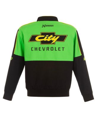 Men's Black/Green NASCAR City Chevrolet Legend Full-Snap Twill Uniform Jacket