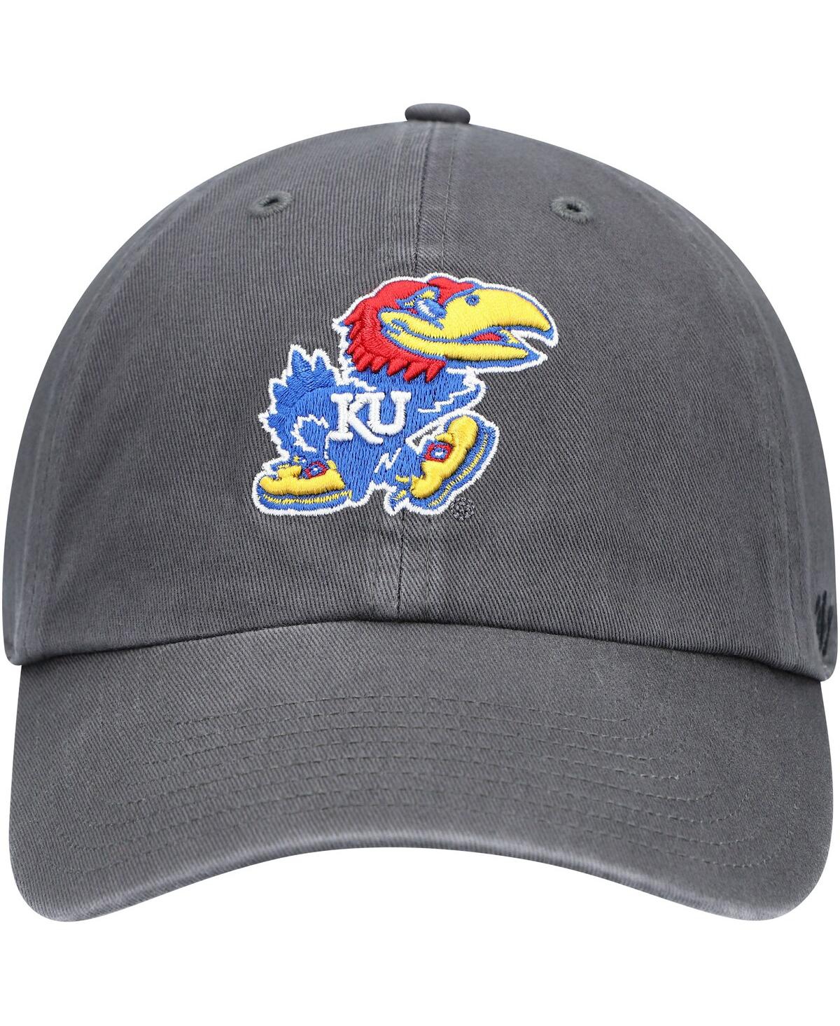 47 Brand Men's Charcoal Kansas Jayhawks Vintage Clean Up Adjustable Hat In Charcoal