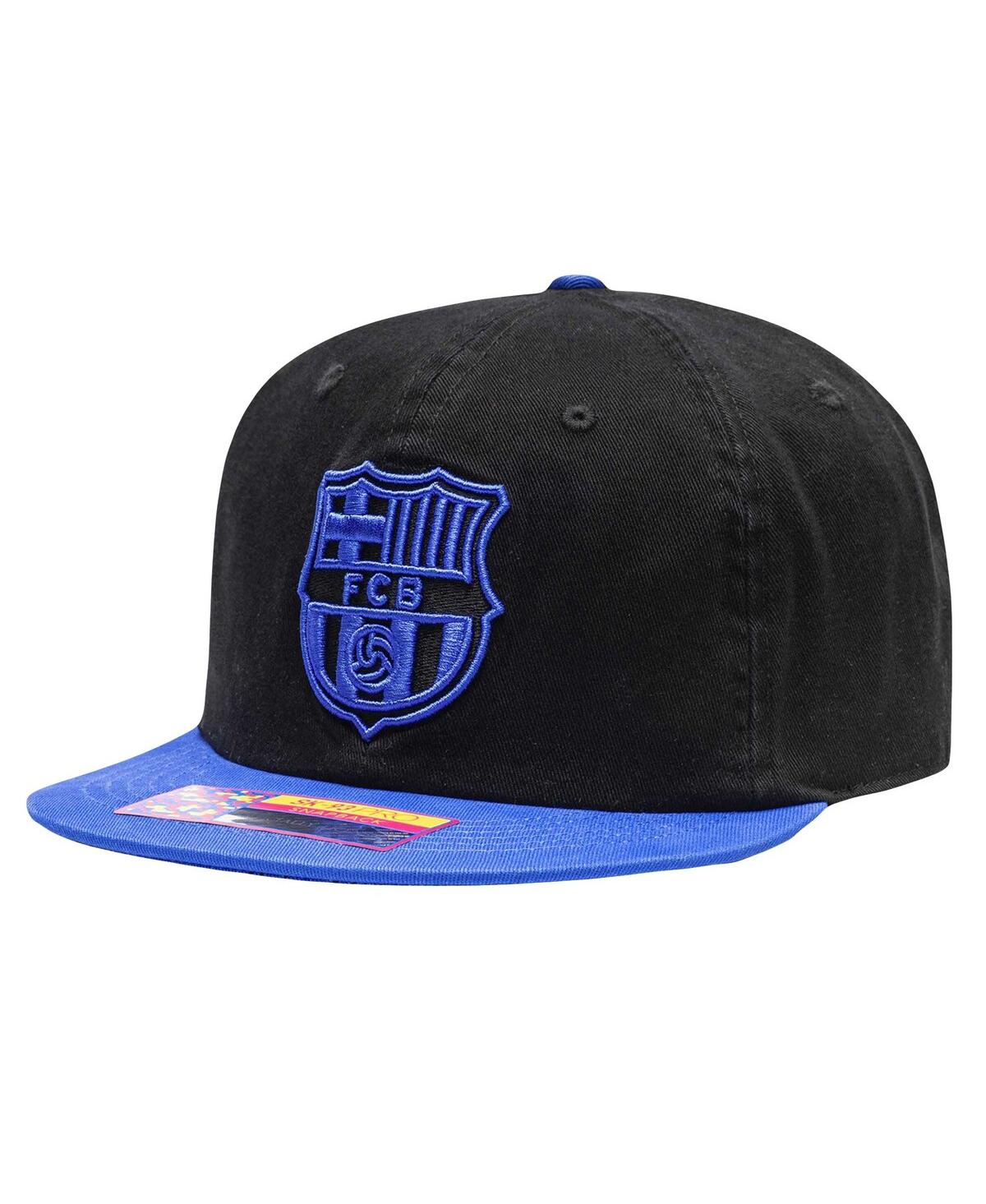 Fan Ink Men's Black/Blue Barcelona Wander Snapback Hat - Black, Blue