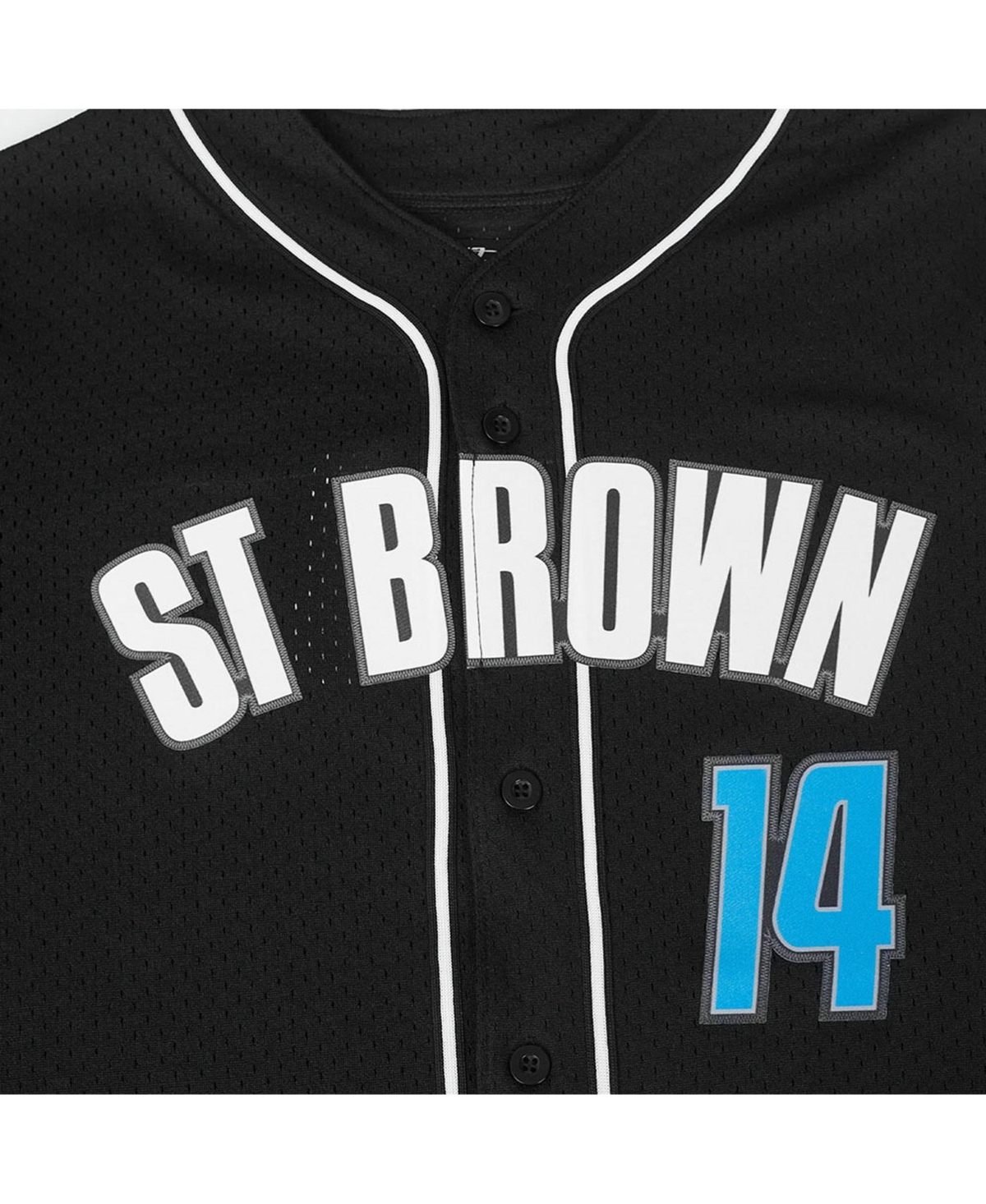 PRO STANDARD MEN'S AMON-RA ST. BROWN BLACK DETROIT LIONS PLAYER NAME NUMBER MESH BUTTON-UP BASEBALL SHIRT 