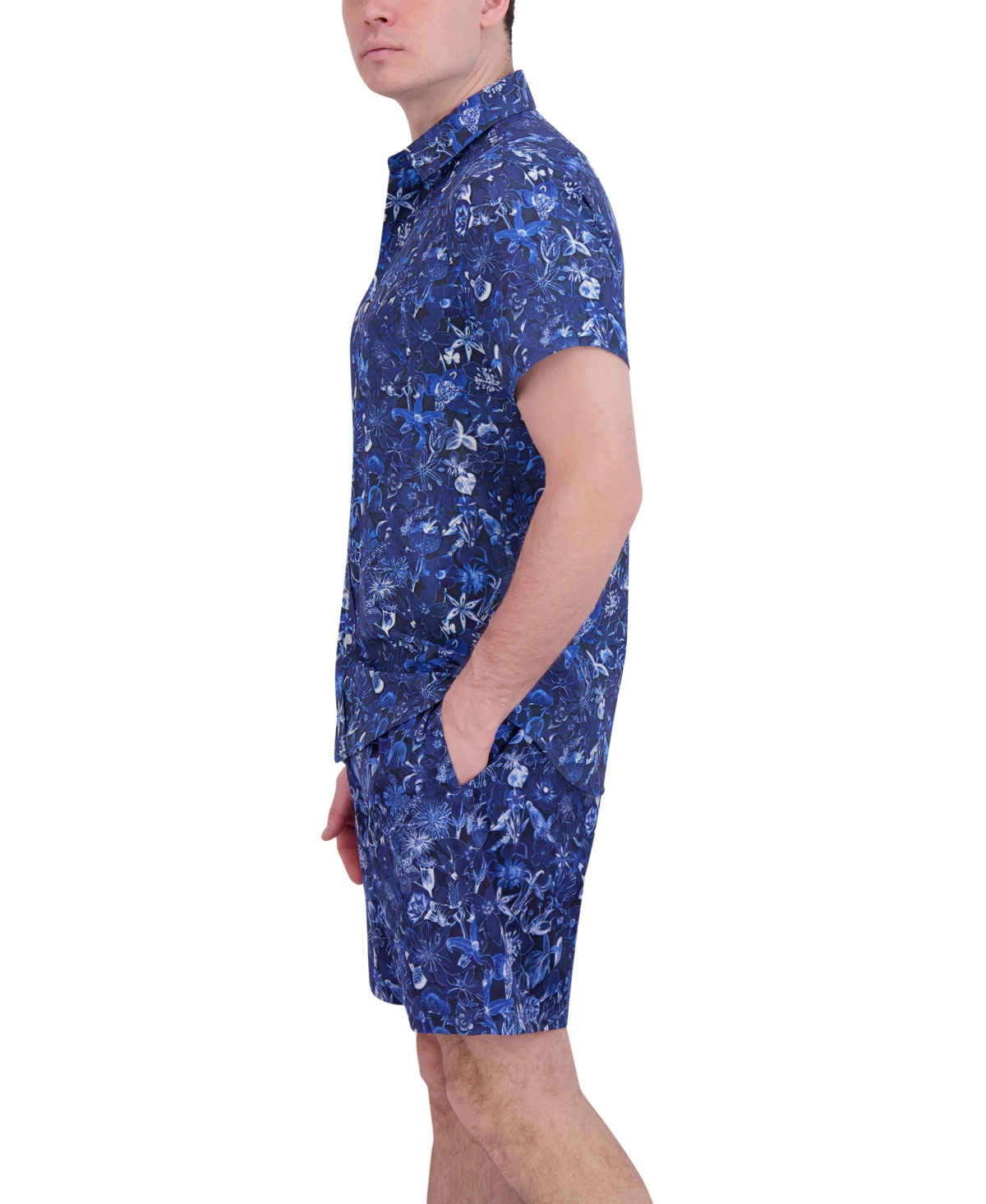 Robert Graham Men's Drew Floral Print Drawstring 7" Swim Trunks In Garden Blue
